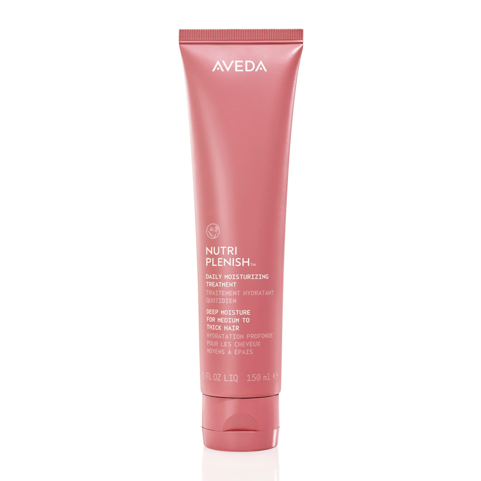 Aveda bottle front view showing label and moisturizing promise