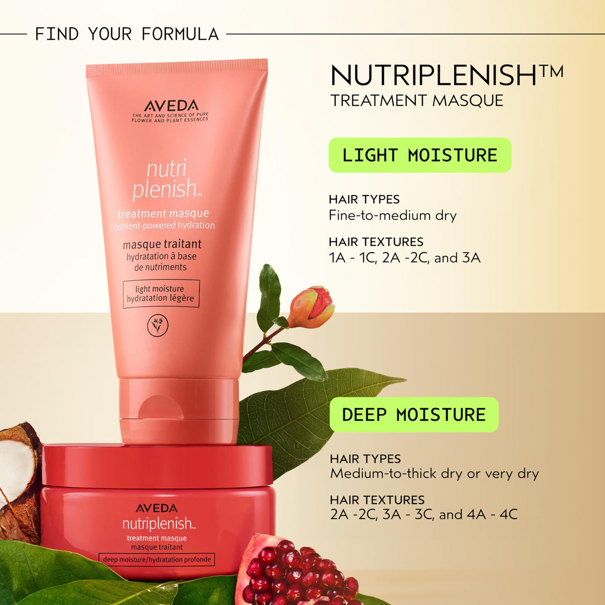 Aveda Nutriplenish label close-up showing natural-derived and certification details