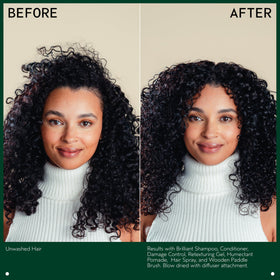 Aveda pomade applied to curly hair boosting curl definition and shine