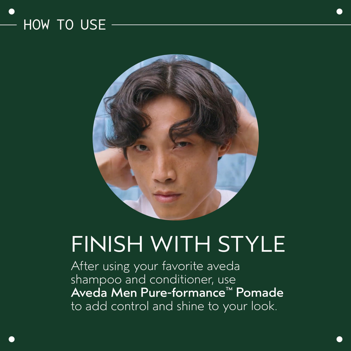 Aveda pomade applied to damp hair showing easy styling and quick absorbency