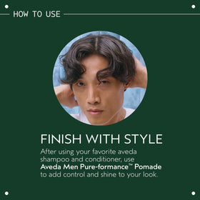 Aveda pomade applied to damp hair showing easy styling and quick absorbency