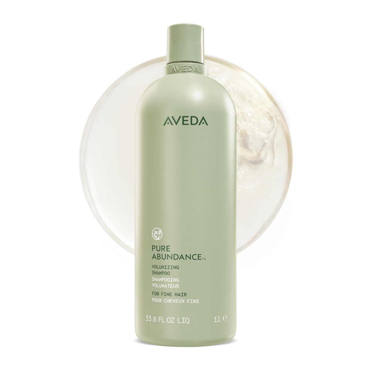 Aveda Pure Abundance front bottle showing label and liter size, highlighting value
