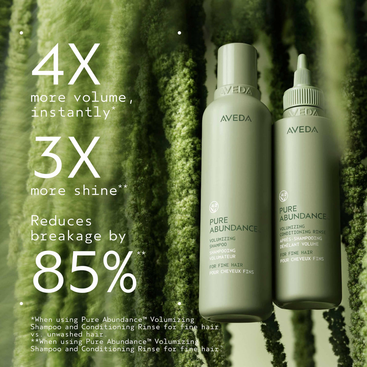 Aveda Pure Abundance pump top on 33.8 fl oz bottle for easy dispensing benefit