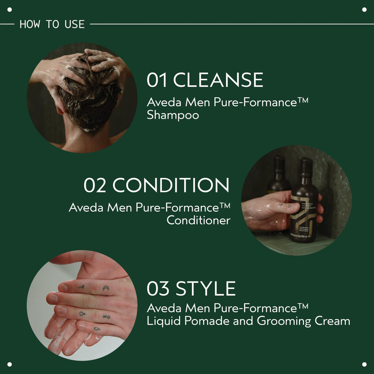 Aveda Pure-Formance used in shower illustrating quick rinse and freshness