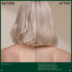 Aveda-treated hair after rinse showing shiny, smoother strands and improved health