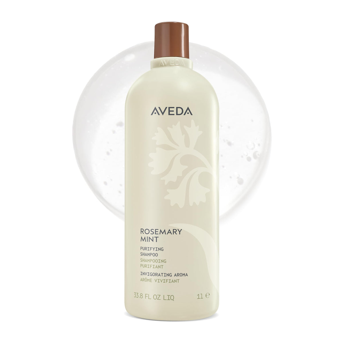 Aveda bottle front packaging showing brand and product benefits