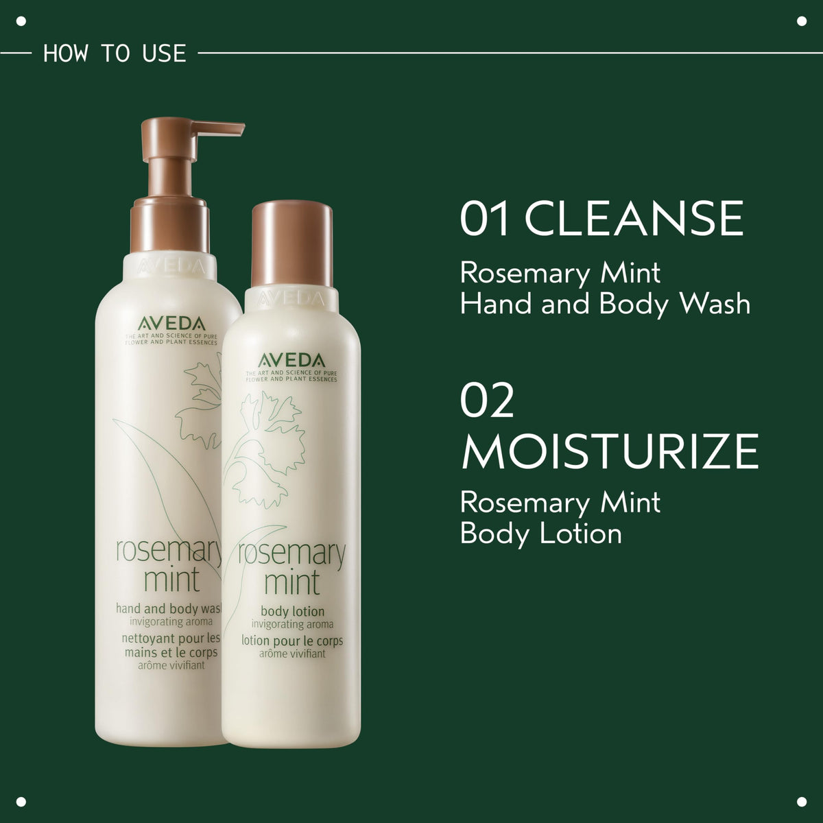 Aveda in shower being used on skin, refreshing scent and daily cleansing benefit
