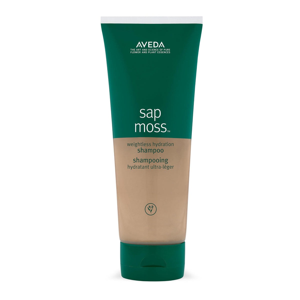 Aveda sap moss front packaging showing bottle and label benefits