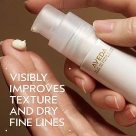 Aveda serum dispensing pump close-up demonstrating controlled, no-waste application