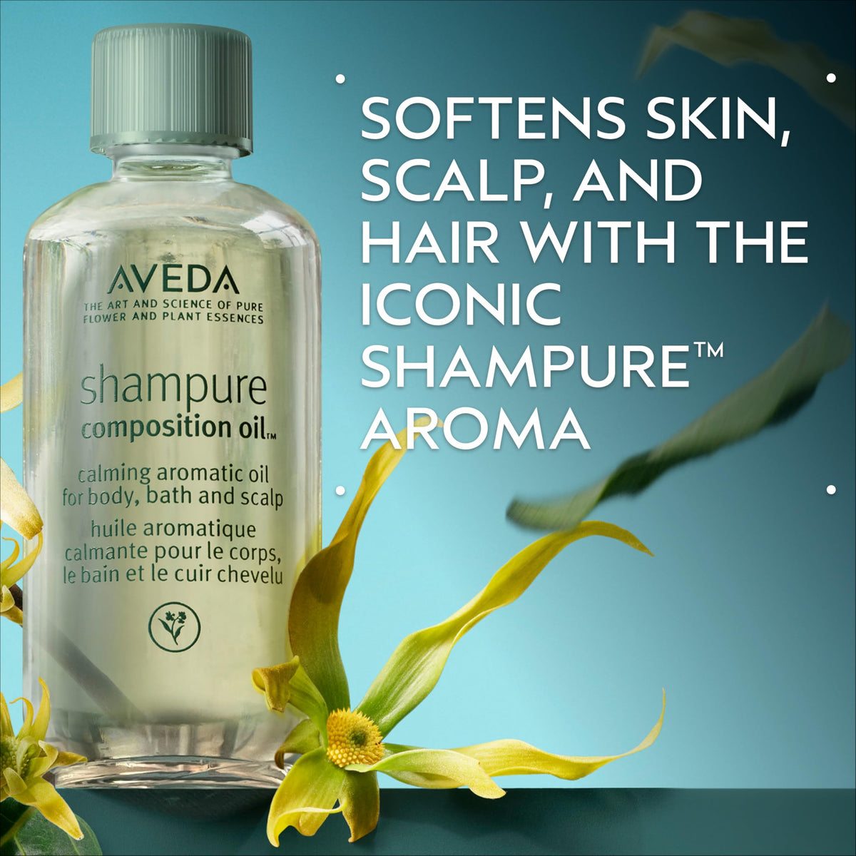 Aveda Shampure texture close-up pouring meadowfoam and sunflower nourishment