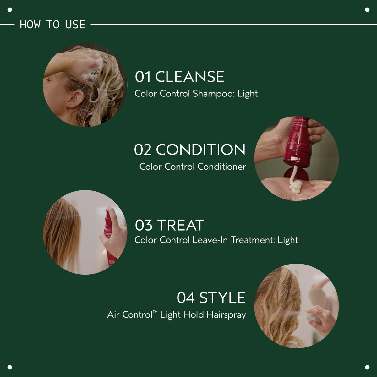 Aveda bottle held in hand showing 5 fl oz size and travel-friendly benefit