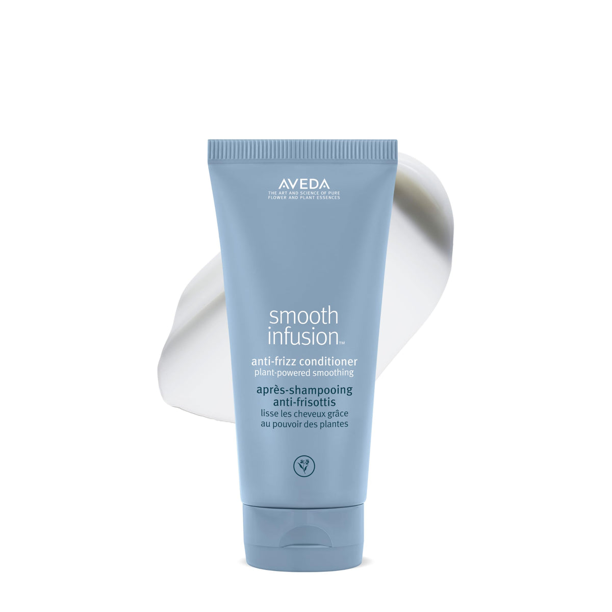 Aveda bottle front view showing brand and sleek packaging benefit