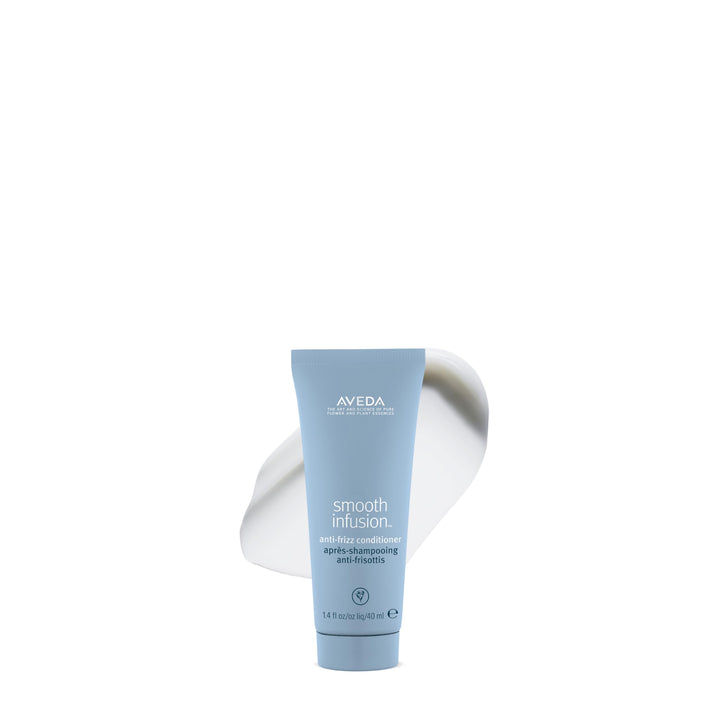 Aveda Smooth Infusion front packaging shows brand and compact travel size, convenient for travel
