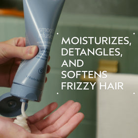 Aveda label closeup highlighting ingredients and product claims