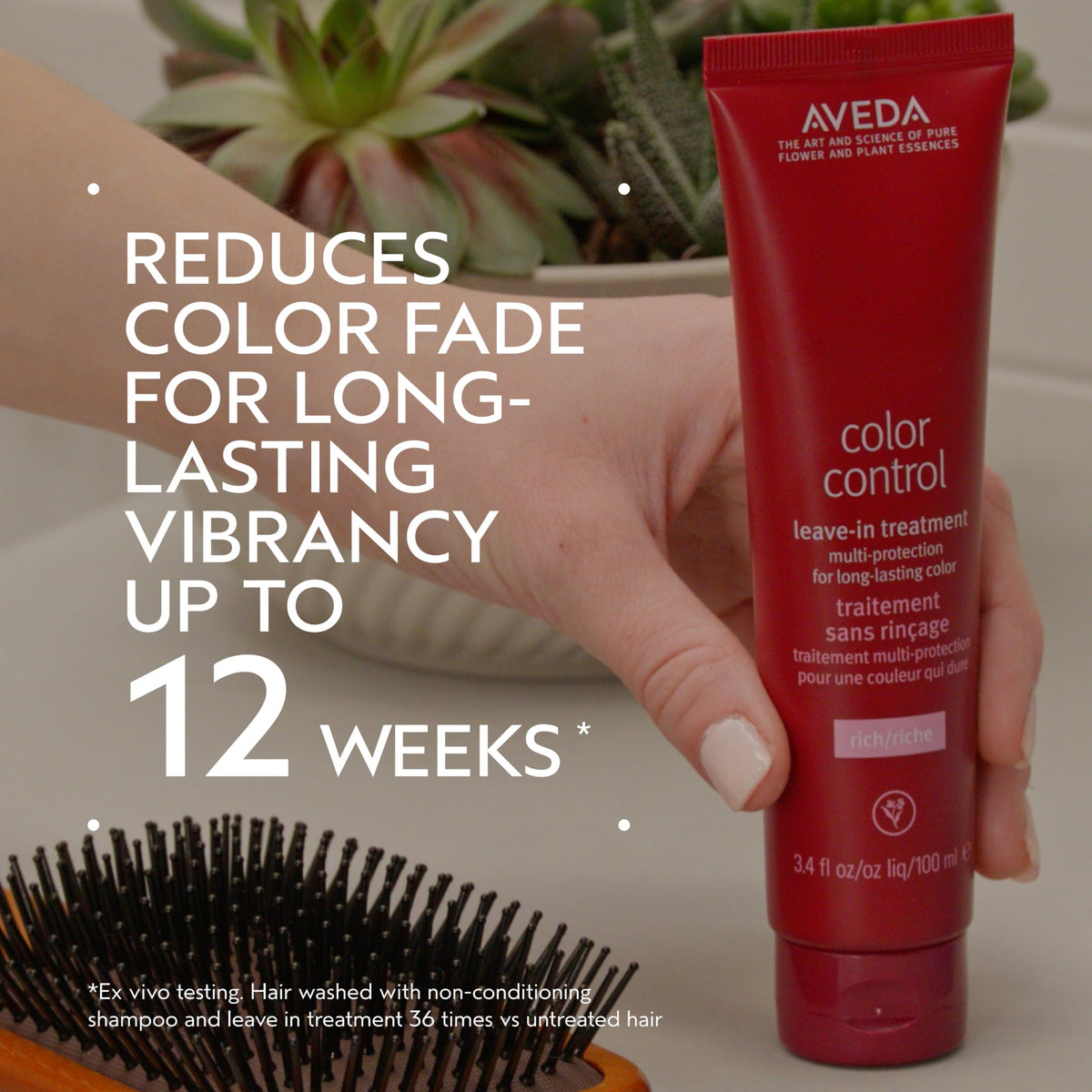 Close-up of Aveda treatment texture highlighting smooth finish