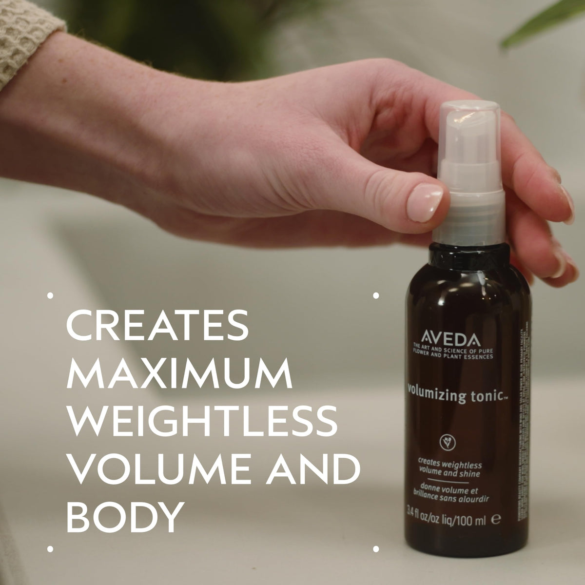 Aveda mist spray in action demonstrating even coverage and root lift