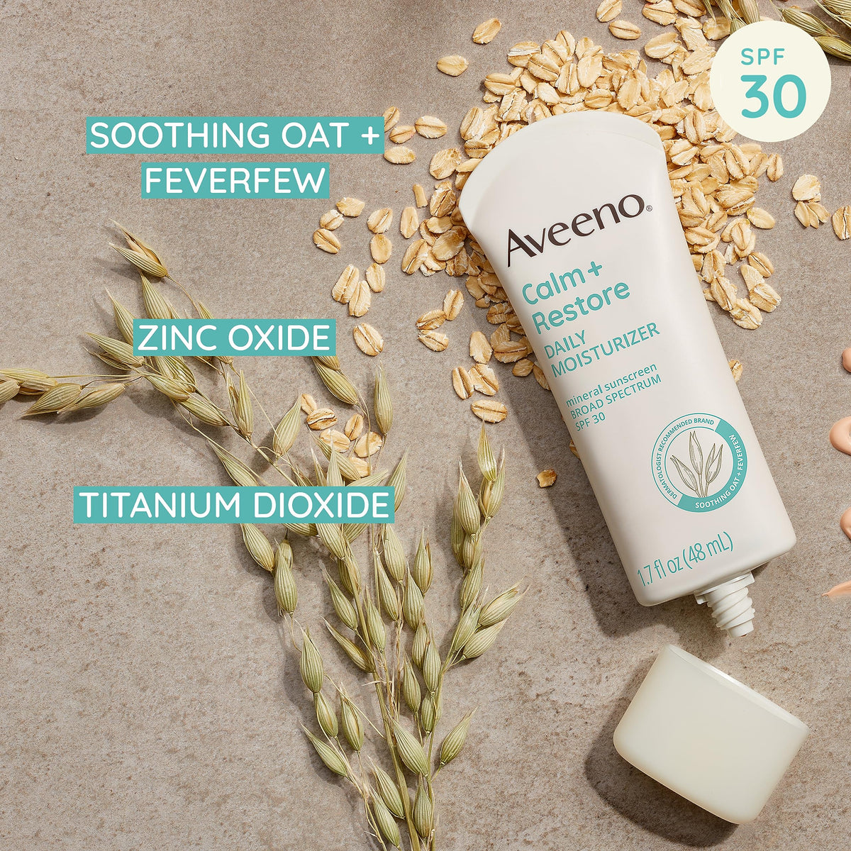 Aveeno sunscreen applied on hand demonstrating quick absorption
