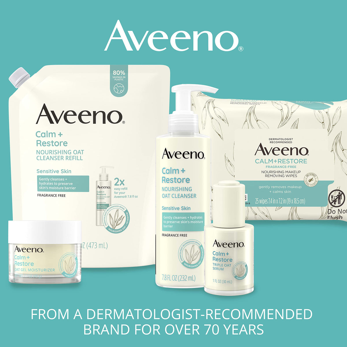Aveeno applied to wet face demonstrating gentle cleansing action