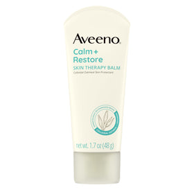 Aveeno balm front jar showing product packaging and soothing benefit