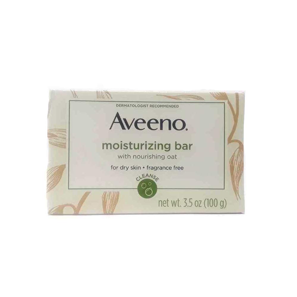 Aveeno close-up of bar surface displaying colloidal oatmeal texture and soothing effect