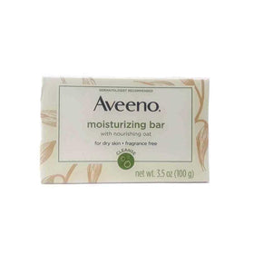 Aveeno close-up of bar surface displaying colloidal oatmeal texture and soothing effect