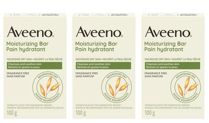 Aveeno moisturizing bar front view showing clean packaging and benefits