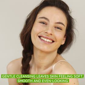 Aveeno foam texture close-up showing gentle lather for soft cleansing
