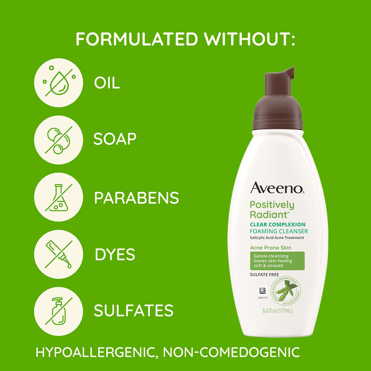 Aveeno with soy extract visual emphasizing tone-evening benefits