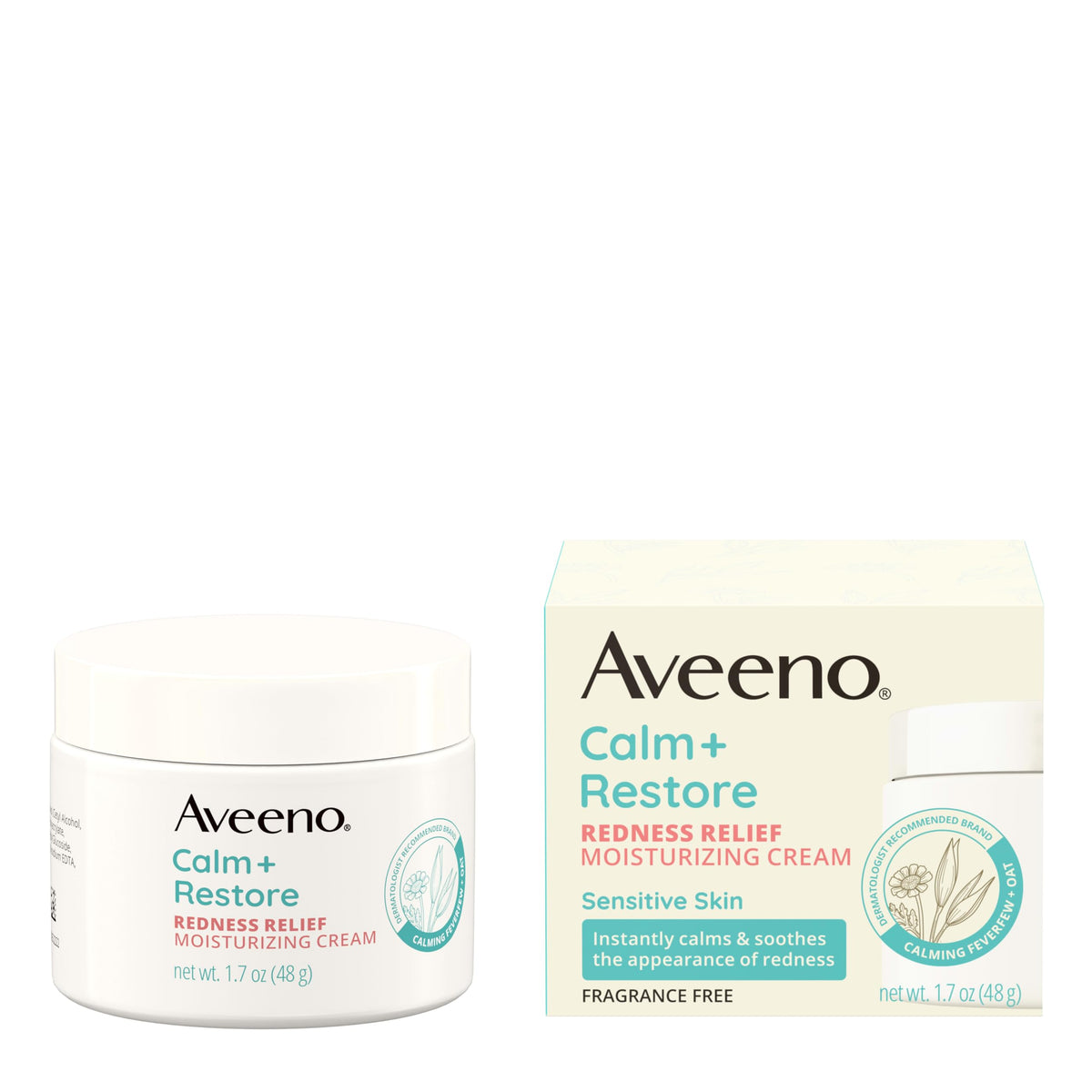Aveeno product with user quote portraying trusted dermatologist brand