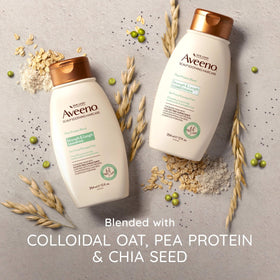 Aveeno shampoo paired with conditioner showing complete routine benefits
