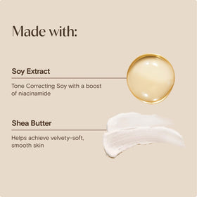 Aveeno being applied to face and neck in bathroom to improve skin tone