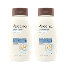 Aveeno front packaging two-pack showing product benefits and size