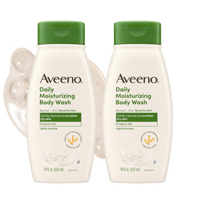 Aveeno front packaging 2-pack showing labels and size benefits