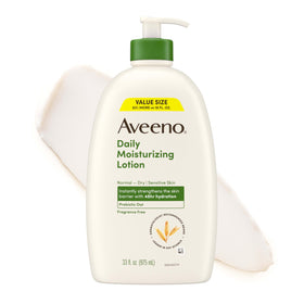 Aveeno front packaging 33oz showing label and value size benefit