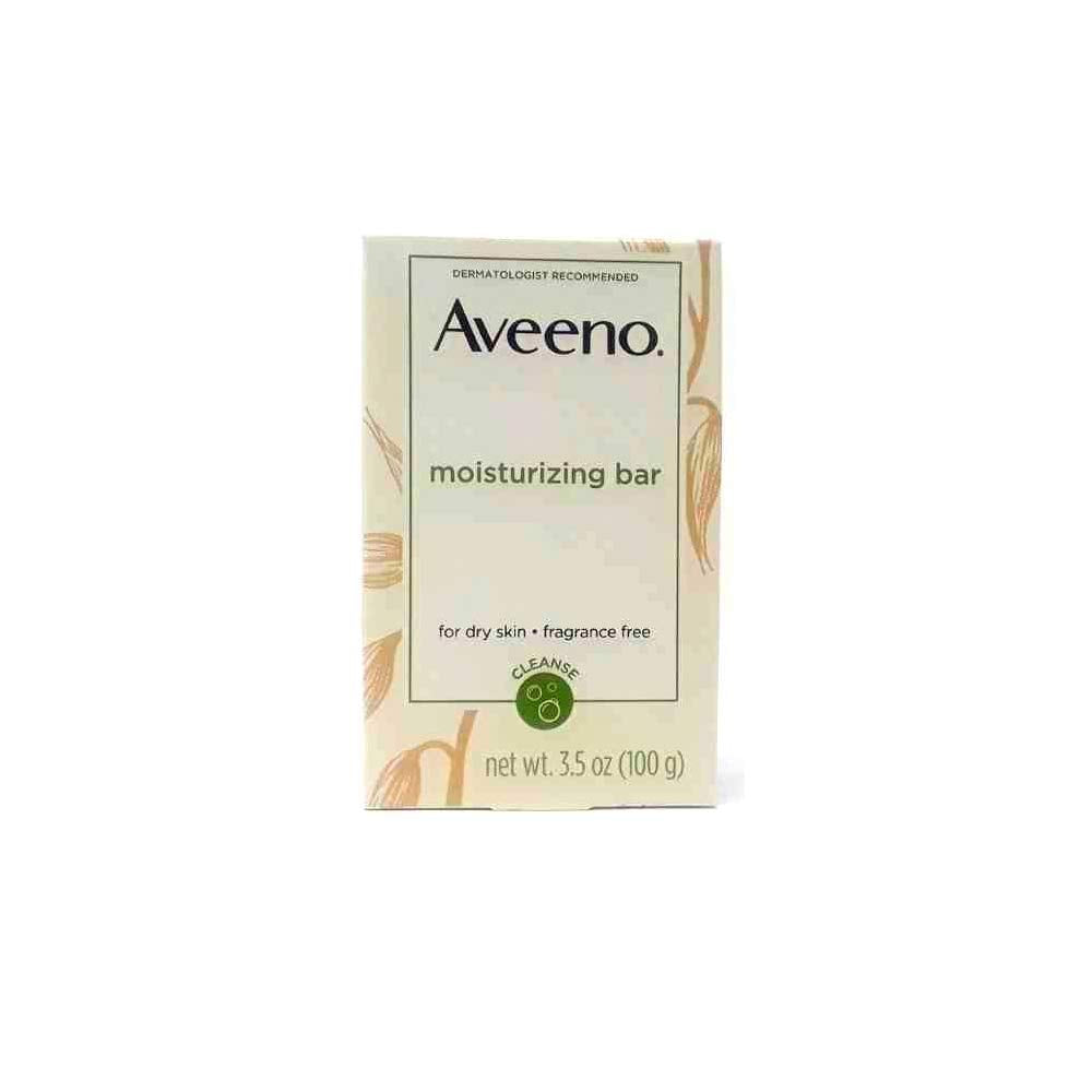 Aveeno front packaging of eight moisturizing bars showing quantity and benefits