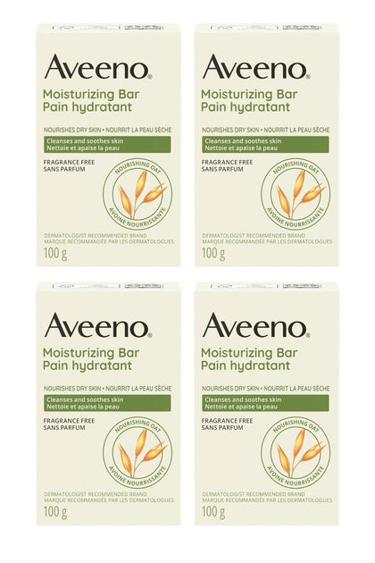 Aveeno front packaging showing gentle moisturizing bar and benefits