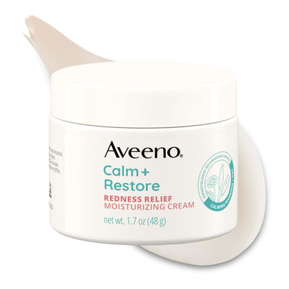 Aveeno front packaging showing Calm + Restore moisturizer and benefit