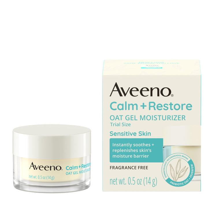 Aveeno front packaging showing gel moisturizer and soothing benefit