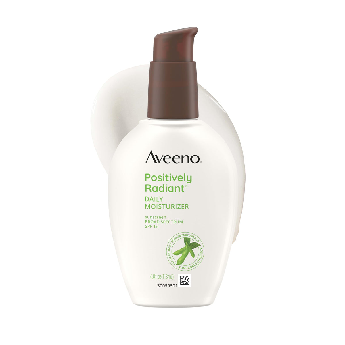 Aveeno front packaging showing SPF 15 and daily hydration benefit