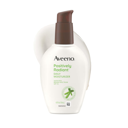 Aveeno front packaging showing SPF 15 and daily hydration benefit