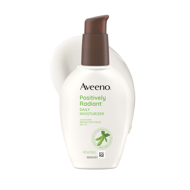 Aveeno front packaging showing SPF 15 and daily hydration benefit