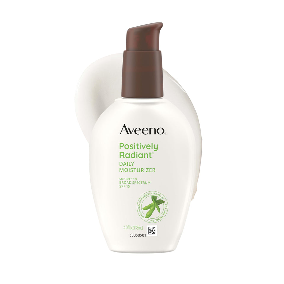 Aveeno front packaging showing SPF 15 and daily hydration benefit