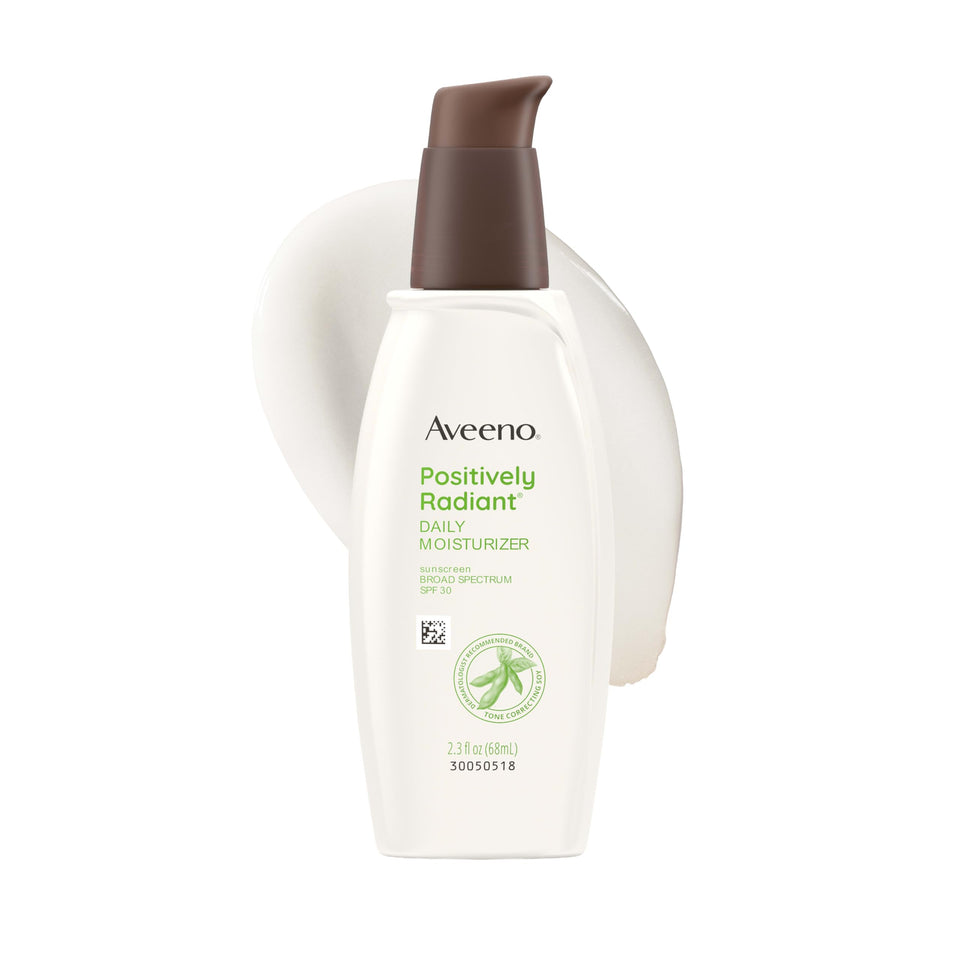 Aveeno front packaging showing SPF 30 and radiance benefits