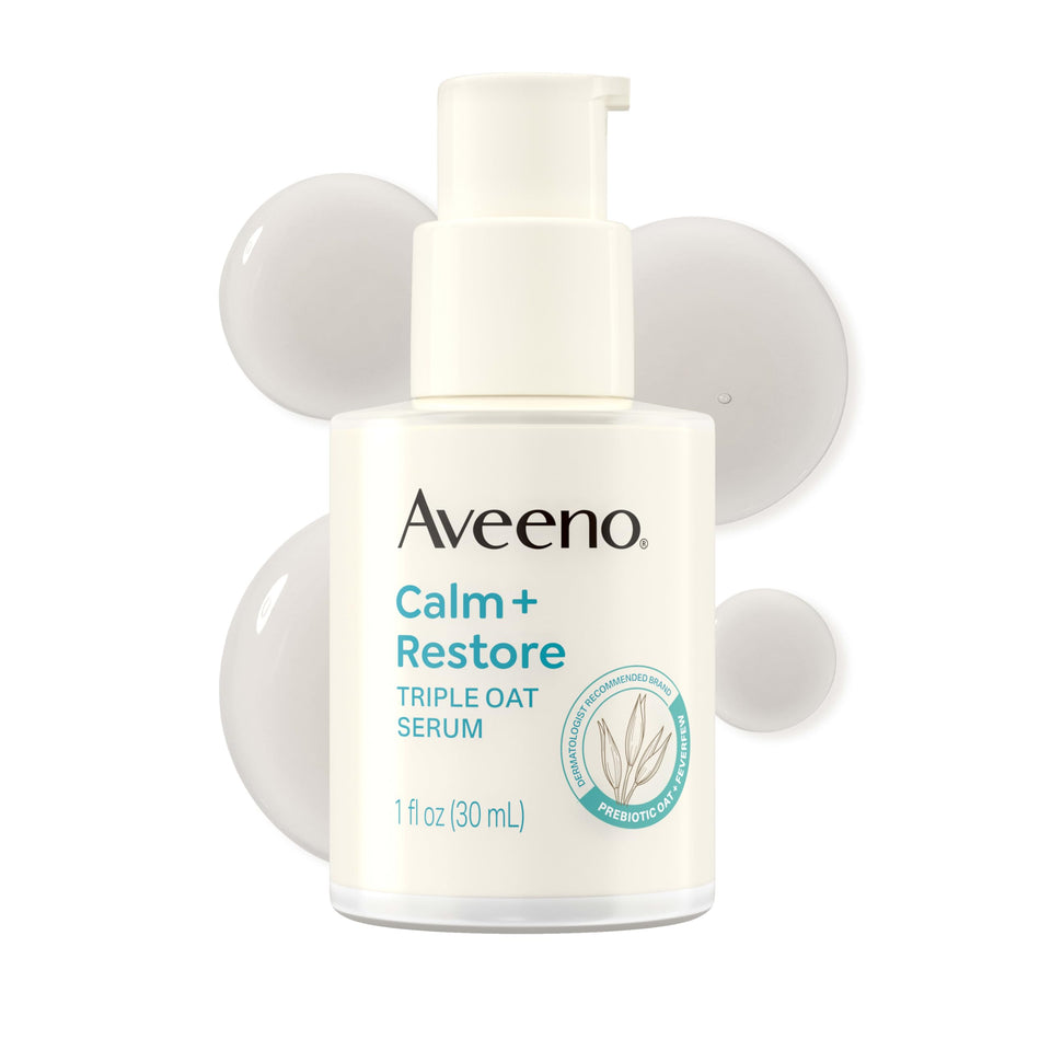 Aveeno front pump bottle showing clean packaging and easy dispensing benefit
