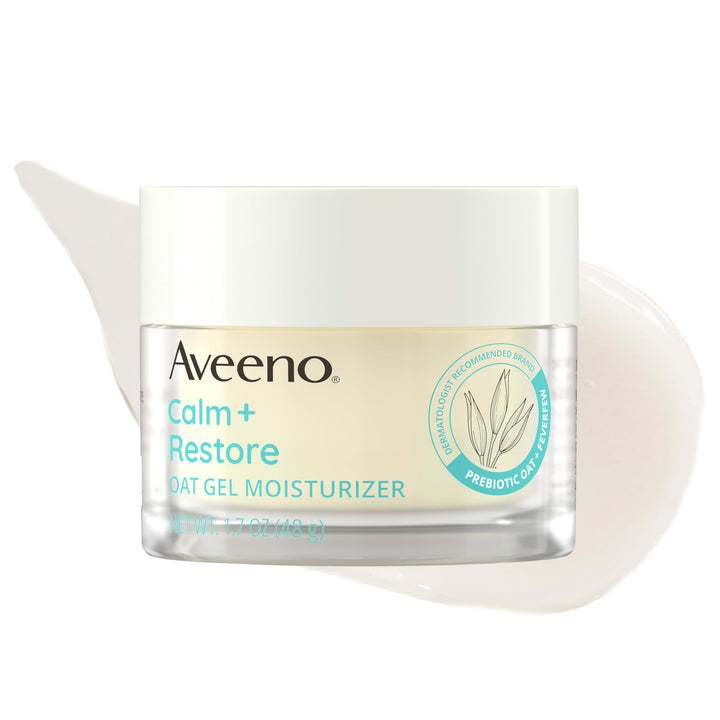 Aveeno gel moisturizer front packaging showing product branding and size benefits