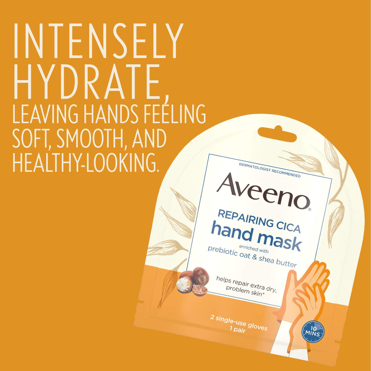 Aveeno glove worn on hand demonstrating easy non-drip application