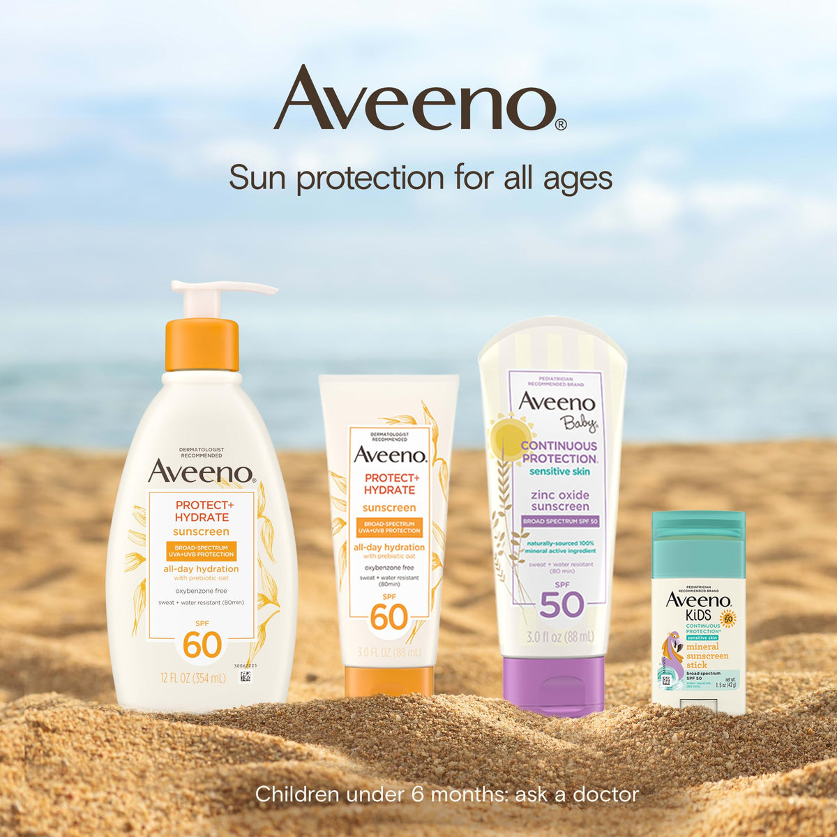 Person applying Aveeno at the beach demonstrating water resistance