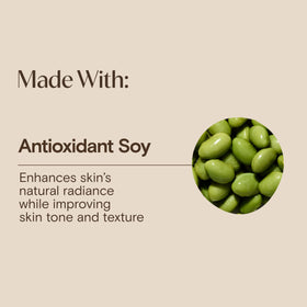 Soy extract ingredient visual with Aveeno branding to boost radiance