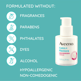 Aveeno bottle and dropper on bathroom shelf suggesting daily routine convenience