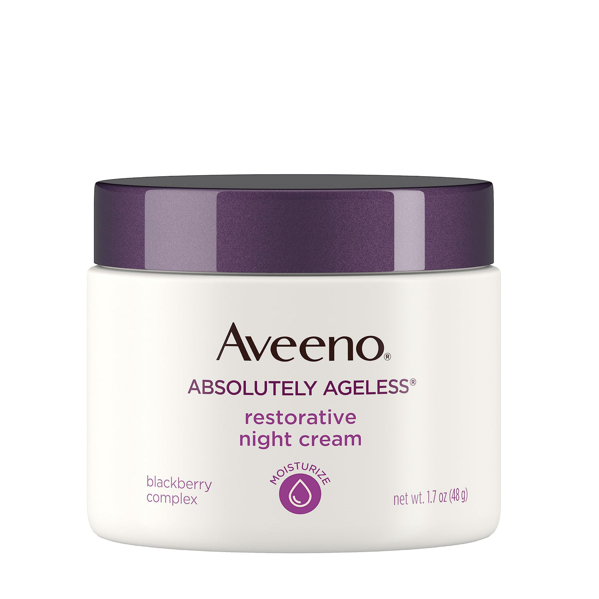 Aveeno open jar texture close-up showing creamy non-greasy finish